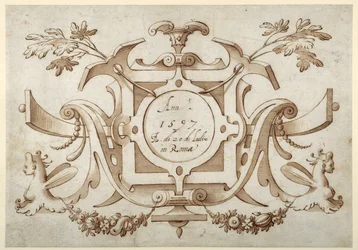 Cartouche ornemental associé à la série de ses vues romaines