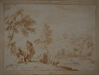 Paysage Pastoral Étendu avec Ville sur la Colline, c.1720