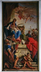 Notre-Dame en trône avec des saints