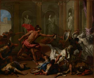 Persée confrontant Phinée à la tête de Méduse