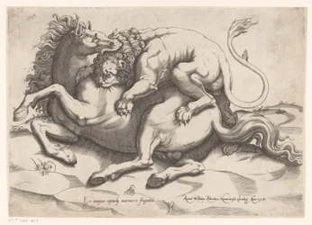 Cheval attaqué par un lion