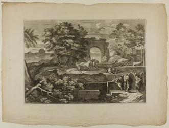 Le Christ et ses disciples avec une arche triomphale au loin