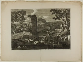 Paysage avec un berger et son troupeau