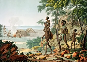 Port Jackson, Nouvelle-Hollande : famille aborigène, de 