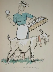 Fromagère et sa chèvre, caricature de 