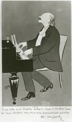 Le compositeur français Jules Massenet jouant (dessin)