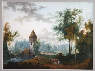 Moulin et tour Pil dans le parc de Pavlovsk, avant 1797