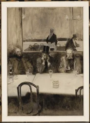 Paul Verlaine, Bibi la Purée et Stephane Mallarme at the cafe Procope