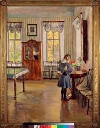 Dans une maison. Peinture de Sergei Vinogradov, huile sur toile