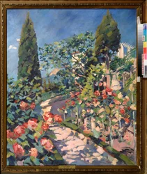 Floraison de mai. Peinture de Sergei Vinogradov, huile sur toile