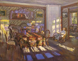 Lumière du soleil à travers des vitraux colorés, 1916