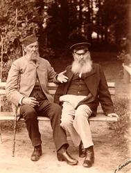Yakov Polonsky et Afanasy Fet, poètes russes, vers 1890
