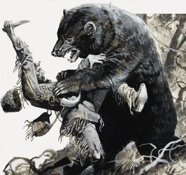 Hugh Glass malmené par un ours