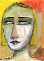 Femme aux yeux bleus, pensive