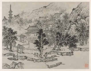 Douze vues de la colline du Tigre, Suzhou : Vue lointaine de la colline du Tigre depuis l