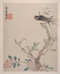 Paysages, fleurs et oiseaux, daté de 1639 (album de huit peintures ; encre et couleur sur papier)