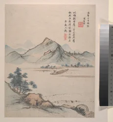 Paysages, fleurs et oiseaux, daté de 1639 (album de huit peintures ; encre et couleur sur papier)