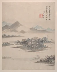 Paysages, fleurs et oiseaux, daté de 1639 (album de huit peintures ; encre et couleur sur papier)