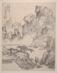 Paysages, fleurs et oiseaux, daté de 1639 (album de huit peintures ; encre et couleur sur papier)