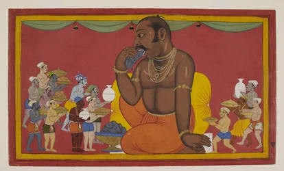 Kumbhakarṇa est abondamment nourri de viande de buffle et de singe.