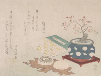 Bonsaï Prunier, Boussole et Cadran Solaire de Poche avec Design de Calendrier, de Spring Rain Surimon, 1806