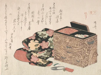 Boîte à ouvrage de dame et literie, probablement 1816