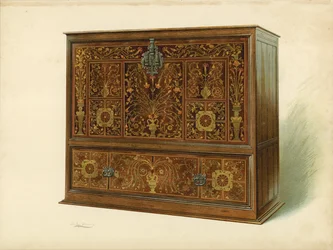 Cabinet incrusté de marqueterie, propriété de Sir George Donaldson