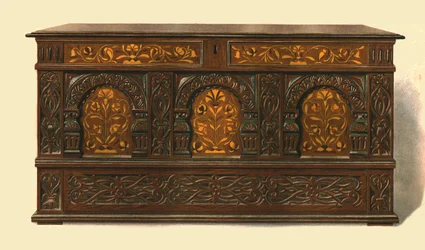 Coffre incrusté de chêne, 1904