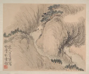 Paysages et fleurs, daté de 1745 (album de huit peintures ; encre et couleur sur papier)