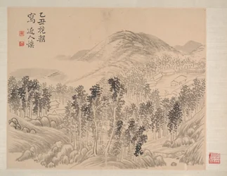 Paysages et fleurs, daté de 1745 (album de huit peintures ; encre et couleur sur papier)