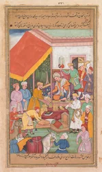 Timur distribue des cadeaux de son petit-fils, le Prince de Multan, d