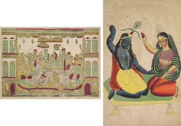 Rama et Sita dans le palais royal (recto); Radha et Krishna (verso)
