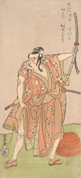 Bando Matataro en Umewomaru dans le drame Sugewara denju tenarai Kagami, 2ème mois, 1772