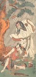 Acteurs de Kabuki Ichimura Uzaemon IX en tant que Ko-kakeyama et Otani Hiroji III en tant que Koga Saburo, vers 1771