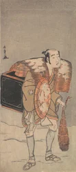 Otani Tomoemon en colporteur traversant la neige
