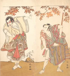 Les Acteurs Ichimura Uzaemon et Arashi Sangoro, vers 1773