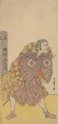 Le cinquième Ichikawa Danjuro en porteur de kago près d
