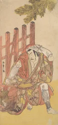 Le Quatrième Matsumoto Koshiro en hors-la-loi regardant un Ninsogaki en bois, vers 1779-83