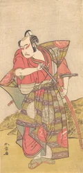 Le deuxième Ichikawa Yaozo en samouraï vêtu d