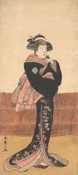 Le troisième Azuma Tozo en femme dans un kimono noir, probablement 1782