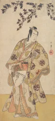 Le troisième Ichikawa Yaozo en daimyo sous un érable, vers 1783