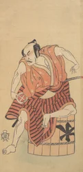 Le troisième Otani Hiroemon en otokodate assis sur une cuve inversée, 1768 ou 1769