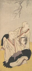 Le troisième Sawamura Sojuro et le deuxième Ichikawa Monnosuke en moines bouddhistes