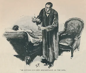 Il installa notre nouvelle connaissance sur le canapé, 1892