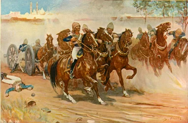 Le lieutenant Roberts sauvant sa batterie sous les murs de Delhi, 1901