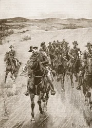 Sur la piste de Lobengula, 1893, illustration de 
