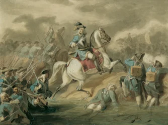 Général en chef avançant dans la bataille