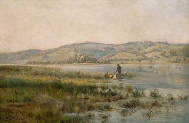 Homme pagayant sur un lac (peinture)