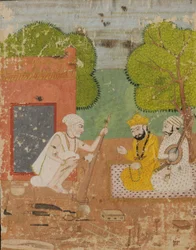 Guru Nanak avec Mardana dans la maison de Bhai Lalu