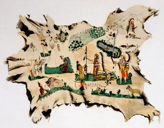 Peinture amérindienne sur peau d